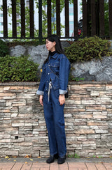 ルーズフィットバックレーベルポイントダークデニムジャケット/LOOSE FIT BACK LABEL POINT DARK DENIM JACKET [17707]
