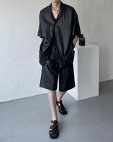 SI レザーバミューダバンディングパンツ / SI Leather Bermuda banding pants