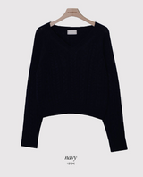 WT Cable V-neck Crop Knit (6color)