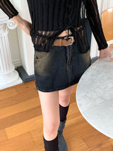 [Belt Set] Konya Y2K Washing Mini Skirt