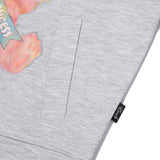 WITTY BUNNY SPLIT GRAPHIC CROP HOODIE ZIP UP [MELANGE GRAY]