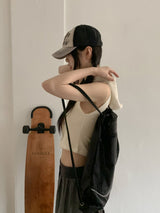 ワズスリムフィットワッフルツーウェイノースリーブベストクロップドフーディージップアップ / Waz Slim Fit Waffle Two-Way Sleeveless Vest Cropped Hoodie Zip-Up