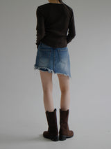 アンバランスデニムスカートプリーツ / no.802 Unbalance Denim Skirt Pants