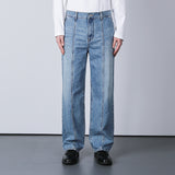 リラックスフィットフロントシームウォッシュドデニム / RELAXED FIT FRONT SEAM WASHED DENIM