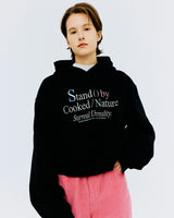 スタンドバイタイポクロップフーディ/STAND BY TYPO CROP HOODIE-BLACK