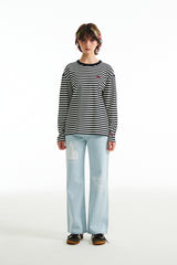チェリーストライプロングスリーブTシャツ／CHERRY STRIPE LONG SLEEVE T-SHIRT [SALMON PINK]