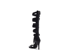 Elastic Strap Long Sandal Heel(Black)