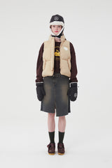 ドゥードゥルチェリーサークルロゴダウンベスト／DOODLE CHERRY CIRCLE LOGO PADDING VEST [BEIGE]