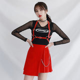 レイヤードロングスリーブメッシュトップ/TOP(6348) Layered Long Sleeve Mesh Tee