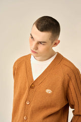 RAGLAN PATTERN BOOKLE CARDIGAN - BRICK