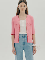リネン刺繍カーディガン / Linen embroidery cardigan - Pink