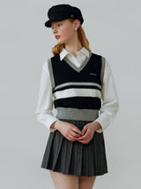 PREPPY KNIT VEST BLACK