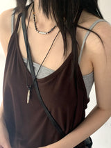 Kayu Vintage Gemstone Leather Necklace