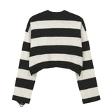 0 2 Lambs Wool Crop Stripe Knit - WHITE (6626815574134)
