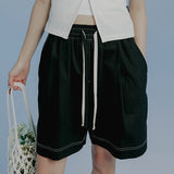 ダブルストリングハーフパンツ / DOUBLE STRING HALF PANTS_BLACK