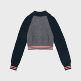 TROPICAL ZIP-UP SHORT CARDIGAN_MELANGE GREY