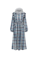 0 7 ruffle hood check dress - NAVY (4642324119670)