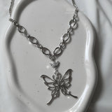 [IDLE Miyeon Necklace] Princess Butterfly Chain Semi Choker Necklace