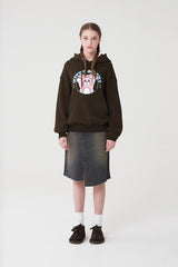 ウィティーバニーブークレワーディングフーディー／WITTY BUNNY BOOKLE WORDING HOODIE [BROWN]