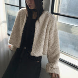 Lilt round no-collar fur jacket