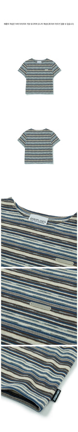 ストライプ 半袖 Tシャツ・カットソー/Summer Knit Stripe Crop Top [2カラー]