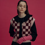 Kid-mohair checkerboard vest - Pink (6674921062518)