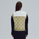 Kid-mohair checkerboard vest - Sage green (6674920898678)
