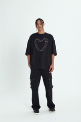 オーバーフィットラインドローイングTシャツ
