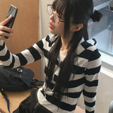 Halin ストライプツーウェイスリムフーディー長袖ジップアップ