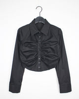 シアニングクロップシャツ/Shirring Crop Shirt (4color)
