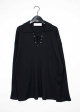 ワッフルアイレットカラーTシャツ/Waffle Eyelet Collar T-shirt (2color)