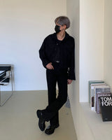セミブーツカットジーンズ/MG601 Semi boot cut black jeans