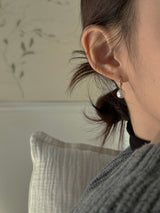[92.5silver] round pearl one-touch earrings