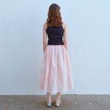 レースヘムフルスカート / LACE HEM FULL SKIRT, PEACH