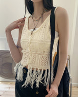 スリッズビンテージボタンニットノースリーブカーディガン/Silz Vintage Button Knit Sleeveless Cardigan