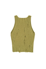 ディストレスドニットノースリーブ / DISTRESSED KNIT SLEEVELESS (MATCHA)