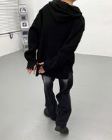 オーバーサイズフィットフードウォーマーニット/Oversized fit hooded warmer knitwear (2 colors)