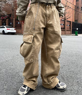 ディングデニムスリットワイドカーゴパンツ / Ding denim slit wide cargo pants