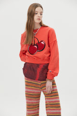 キルシービッグチェリーブークレクロップ丈トレーナー／BIG CHERRY SWEATSHIRT KA [PINK] (6656308412534)