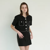  LINE BUTTON JACKET, BLACK