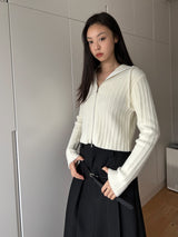 モヘアリブフードジップアップ