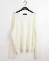 Rerfen boat-neck net loose fit long-sleeved knitwear