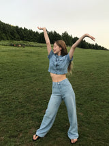 Horizon denim set up pants