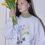 DRAWING FLOWER SWEATSHIRT_MELANGE GRAY