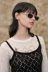[22S] MESH ARGYLE KNIT ONE PIECE