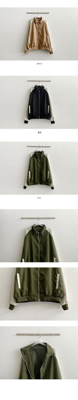 Routine Coloring Raglan Collar Zip-Up Jumper
