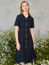 ツーボタンカラースティッチドレス / Two Button Collar Stitch Dress