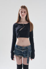 ストーンショートデニムパンツ / STONE SHORTS