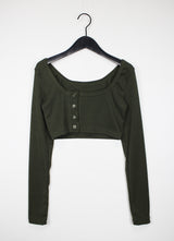 ボタンレイヤードクロップTシャツ/Button Layered Crop T-shirt (3color)