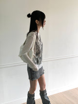 Regent Ribbon Smudging Long Sleeve T-Shirt
